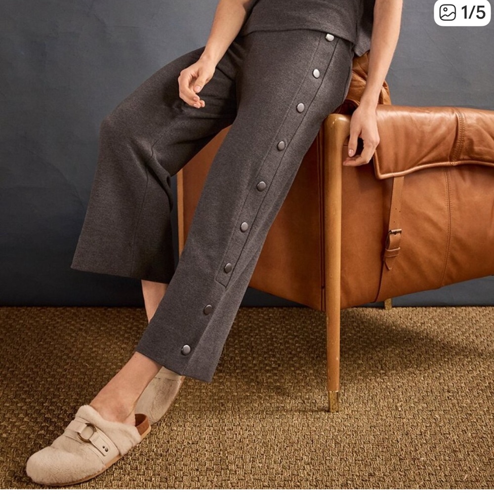CAbi Charcoal Snap Crop Pants with Button Accents